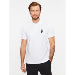 KARL LAGERFELD Тениска с яка и копчета 745022 500221 Бял Regular Fit