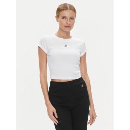 Calvin Klein Jeans Тишърт J20J218337 Бял Slim Fit