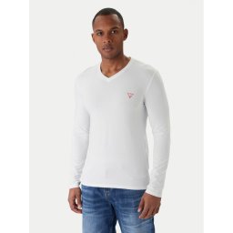Guess Тениска с дълъг ръкав M2YI08 J1314 Бял Slim Fit