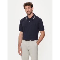 Gant Тениска с яка и копчета Contrast 2013039 Тъмносин Regular Fit