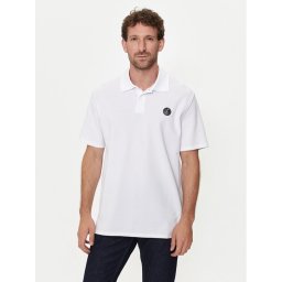 Just Cavalli Тениска с яка и копчета 76OAGG23 Бял Regular Fit