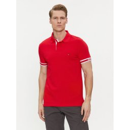 Tommy Hilfiger Тениска с яка и копчета Monotype MW0MW34737 Червен Slim Fit