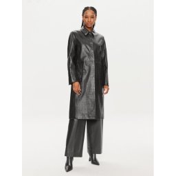 Calvin Klein Кожен палто K20K207081 Черен Oversize