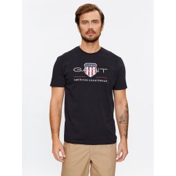 Gant Тишърт Reg Archive Shield Ss 2003199 Черен Regular Fit
