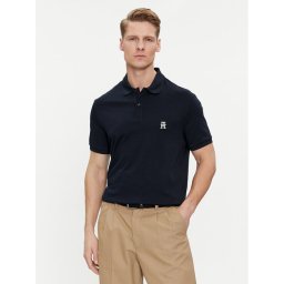 Tommy Hilfiger Тениска с яка и копчета Interlock MW0MW34783 Тъмносин Regular Fit