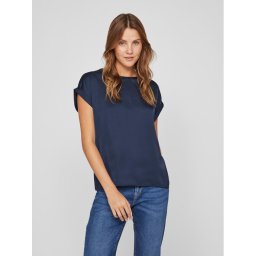 Vila Тишърт Ellette 14059563 Тъмносин Regular Fit