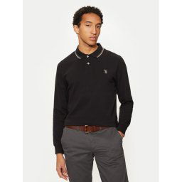 U.S. Polo Assn. Тениска с яка и копчета MUP2255 Черен Regular Fit