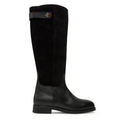 Ботуши Tommy Hilfiger Th Stud Leather Mix Long Boot FW0FW08341 Черен