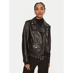 Boss Кожено яке Safiyana 50518257 Черен Oversize