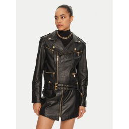 Just Cavalli Кожено яке 77PAVP08 Черен Loose Fit