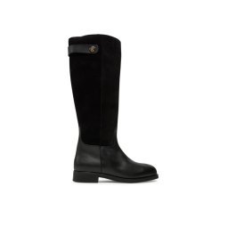 Tommy Hilfiger Ботуши Th Stud Leather Mix Long Boot FW0FW08341 Черен