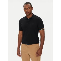 Boss Тениска с яка и копчета Parlay 147 50467113 Черен Regular Fit