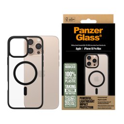 Гръб PanzerGlass HardCase за iPhone 16 Pro Max, Black MagSafe - Прозрачен