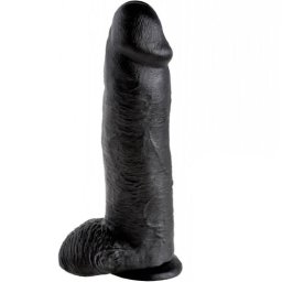 Лепяща се пенис отливка "KING COCK BLACK" 32 см. Гигант