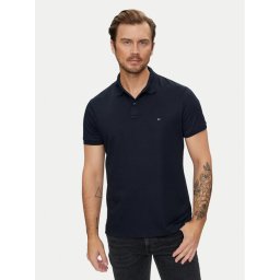 Tommy Hilfiger Тениска с яка и копчета Essential MW0MW35585 Тъмносин Regular Fit