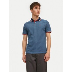 Jack & Jones Тениска с яка и копчета Paulos 12136668 Син Slim Fit