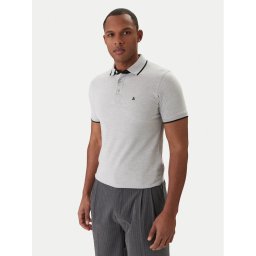 Jack & Jones Тениска с яка и копчета Paulos 12136668 Сив Slim Fit