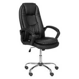 Президентски стол Carmen 6682-1 LUX, до 130кг, еко кожа, хромирана база, Tilt tension механизъм, коригиране височина, газов амортисьор, черен