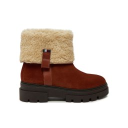 Tommy Hilfiger Боти Faux Fur Suede Roll-Down Boot FW0FW08158 Кафяв