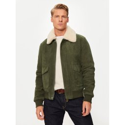 Schott NYC Кожено яке LC2410S Зелен Regular Fit