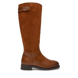 Офицерки Tommy Hilfiger Th Stud Leather Mix Long Boot FW0FW08341 Кафяв