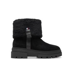 Tommy Hilfiger Боти Faux Fur Suede Roll-Down Boot FW0FW08158 Черен