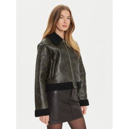 Pieces Яке от имитация на кожа Pippi 17154704 Кафяв Regular Fit