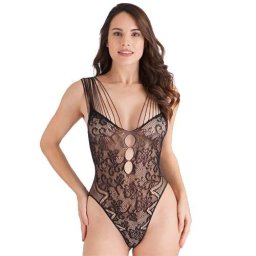 Черно боди с флорални мотиви "MAGDA BLACK"