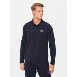 EA7 Emporio Armani Тениска с яка и копчета 8NPF15 PJVQZ 0562 Тъмносин Regular Fit