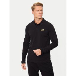 EA7 Emporio Armani Тениска с яка и копчета 8NPF15 PJVQZ 0208 Черен Regular Fit