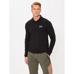 EA7 Emporio Armani Тениска с яка и копчета 8NPF15 PJVQZ 1200 Черен Regular Fit