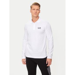 EA7 Emporio Armani Тениска с яка и копчета 8NPF15 PJVQZ 1100 Бял Regular Fit