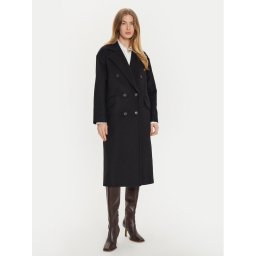 TWINSET Вълнено палто 242TT2203 Черен Loose Fit