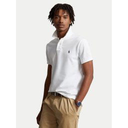 Polo Ralph Lauren Тениска с яка и копчета Core Replen 710666998 Бял Custom Slim Fit