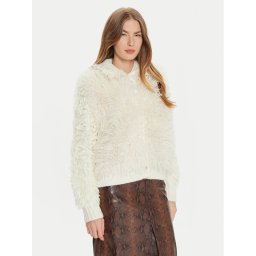 TWINSET Кожено палто 242TT3250 Екрю Regular Fit