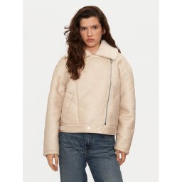 Vila Яке от имитация на кожа Risi 14098061 Бежов Regular Fit