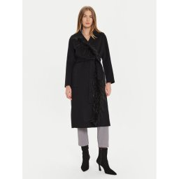 TWINSET Вълнено палто 242TP2065 Черен Regular Fit