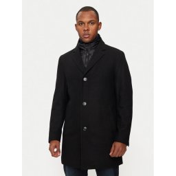 Hechter Paris Вълнено палто 45014 142270 Черен Regular Fit