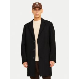 Jack & Jones Вълнено палто Harris 12263845 Черен Regular Fit