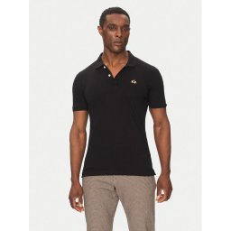 La Martina Тениска с яка и копчета Piquet CCMP02 PK001 Черен Slim Fit