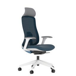Работен стол Antares DARIO BLUE, до 120кг, дамаска/мрежа, синхронен механизъм, коригиране на дълбочината, заключване в позиция, лумбална опора, ергономичен, син