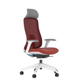 Работен стол Antares DARIO RED, до 120кг, дамаска/мрежа, синхронен механизъм, коригиране на дълбочината, заключване в позиция, лумбална опора, ергономичен, червен