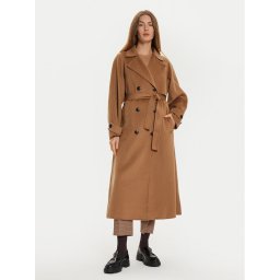Tommy Hilfiger Вълнено палто WW0WW45919 Кафяв Oversize
