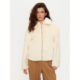 United Colors Of Benetton Кожено палто 2FBDDN06V Екрю Regular Fit