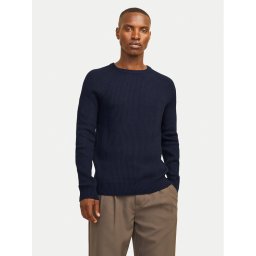 Jack & Jones Пуловер Pannel 12258471 Тъмносин Regular Fit