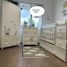 БЕБЕШКО ОБЗАВЕЖДАНЕ ЗАЙЧЕ АНТИК - КОШАРКА ЛЕЙДИ, СКРИН И ГАРДЕРОБ