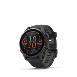 GARMIN FĒNIX® 8 - 43 мм, AMOLED, Sapphire - Carbon Gray DLC Titanium с Black/Pebble Gray силиконова каишка