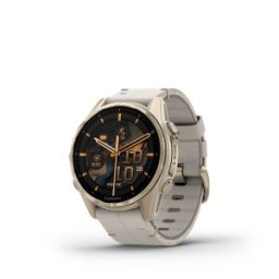 GARMIN FĒNIX® 8 - 43 мм, AMOLED, Sapphire - Soft Gold с Limestone кожена каишка
