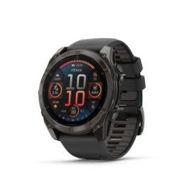 GARMIN FĒNIX® 8 - 51 мм, AMOLED Sapphire - Carbon Gray DLC Titanium с Black/Pebble Gray силиконова каишка