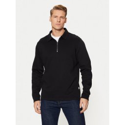 Selected Homme Тениска с яка и копчета 16095710 Черен Regular Fit